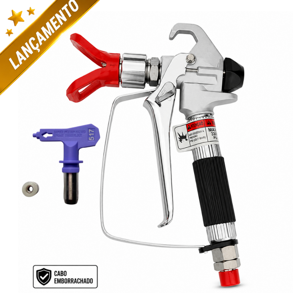 PISTOLA AIRLESS PROFISSIONAL 3300 PSI COMPATÍVEL COM GRACO, TITAN, VONDER, LYNUS E NAUBER