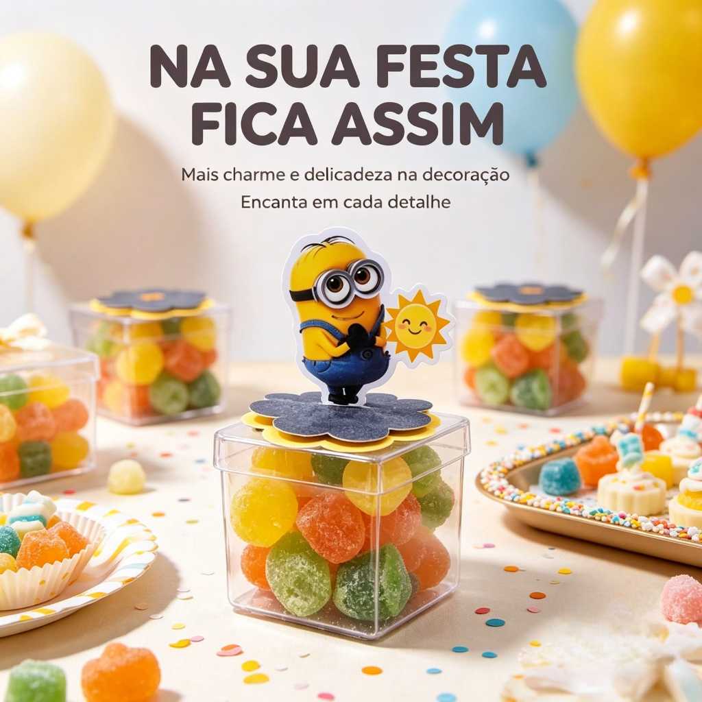 Aplique 3D Minions Personalizado - Festa Infantil -Tag Personalizada - Tema a Escolha