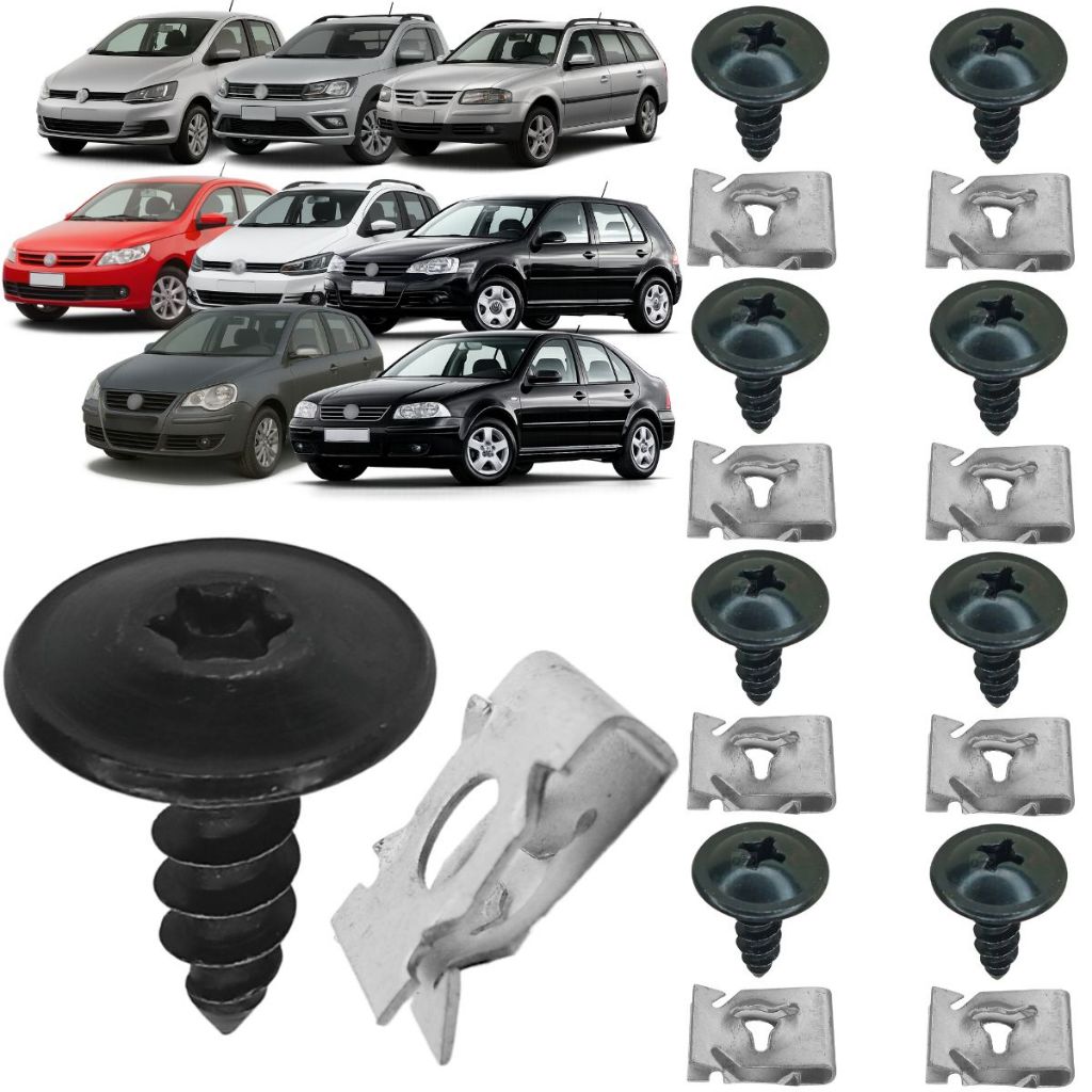 Kit 20 Pcs Parafusos para Fixação Parabarro Para Vw Jetto Passat Parati Voyage Saveiro Golf Bora Fox