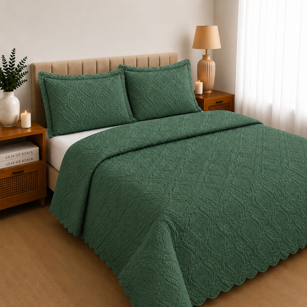 Kit Colcha Cobre Leito Matelado Koala Elegance + Porta-Travesseiro