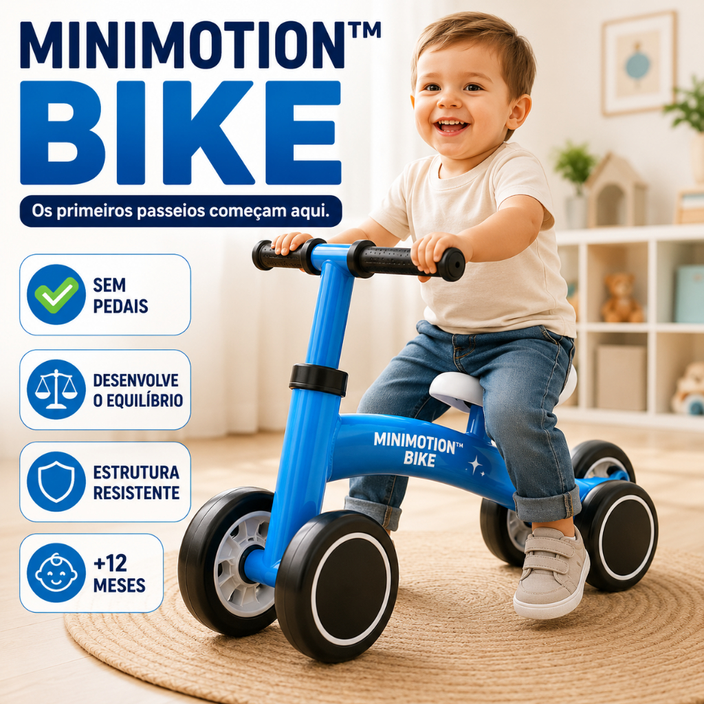 Bicicleta de Equilíbrio Infantil Azul Sem Pedais Assento Ajustável MiniGlide™ Ride Estabilidade Aprendizado