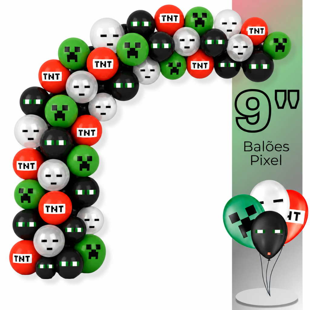 Balão Bexiga Látex Festa 25/50/75 Unds Decoração Infantil Aniversario Festa Balões Temático Jogos Pixelado Gamer Sortido