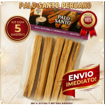 Imagem Palo Santo Peruano Legítimo  - 5 palitos  incenso 100% natural e vegano purifica o ambiente - afasta