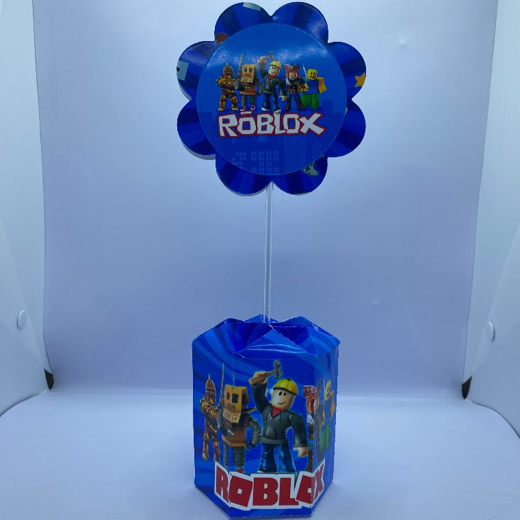 Centro de Mesa Roblox Personalizada com Nome Idade Lembrancinha Festa Infantil Aniversário, roblox