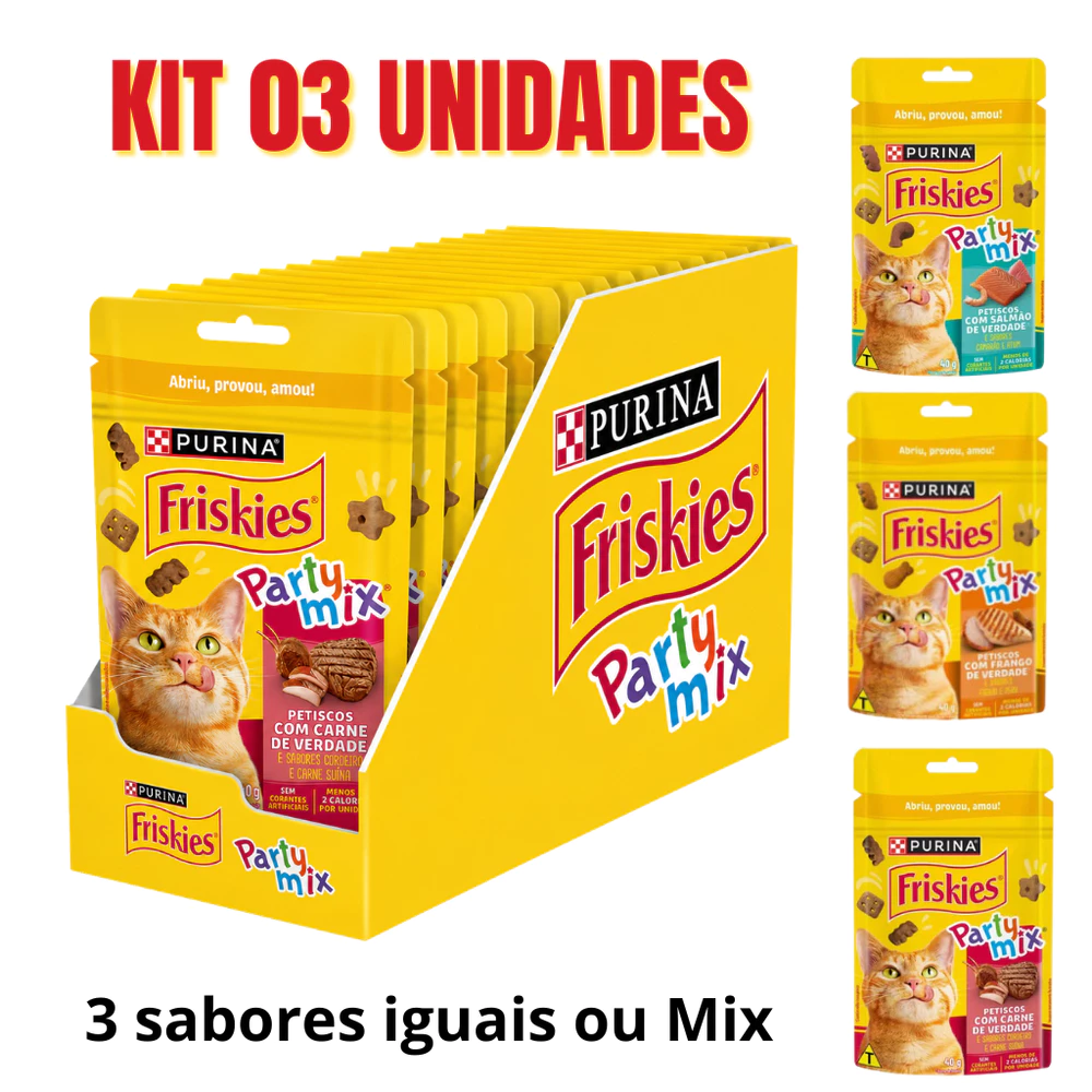 PETISCO GATO PARTY MIX PURINA 40G KIT 03 UN