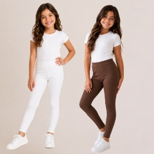 Kit 2 Calça Legging Ribana Canelada Infantil Moda Feminina Tendência Blogueirinha Conforto Estilo Flexibilidade Tamanho8