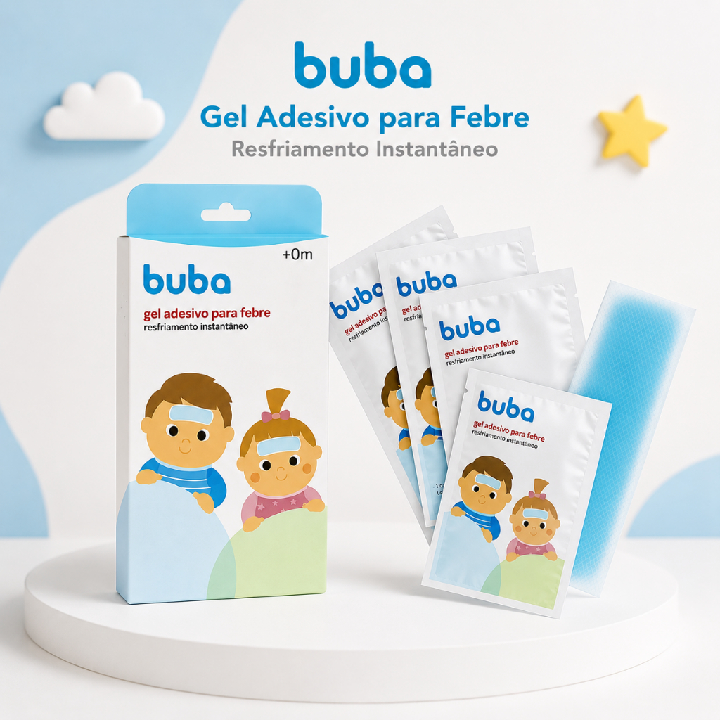 Kit 4 Compressa Em Gel Buba Para Aliviar Febre Compressa Refrescante - Buba