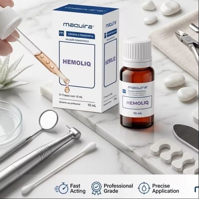 Solução Hemostática HemoLiq Estanca Sangramento Manicure Frasco C/ 10 ML - Maquira