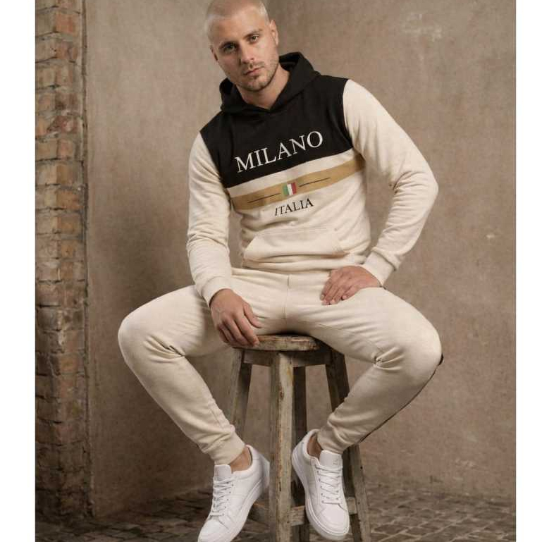 Moletom Masculino Conjunto Blusa Canguru Calça De Frio Milano Esportivo Moda Inverno Capuz Copa