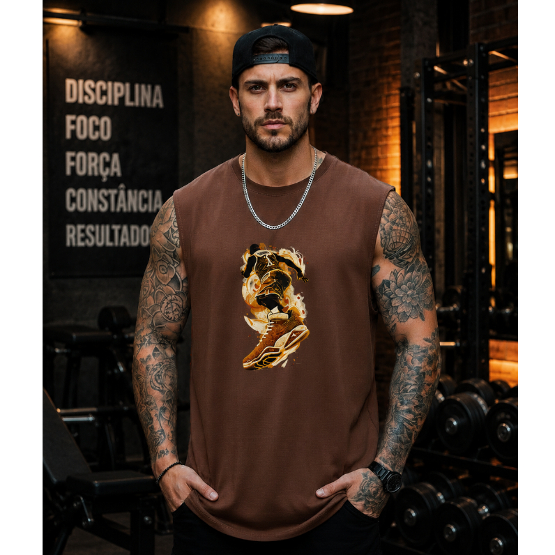 Regata Masculina Oversized  Streetwear Premium Estampada Academia Fitness Camiseta Sem Manga Moda Urbana Casual .