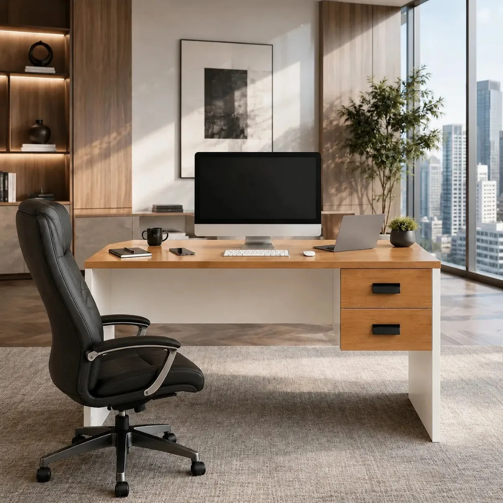 Escrivaninha Com 2 Gavetas Home Office Para Escritório Mesa De PC Computador Para Estudo E Trabalho Londres