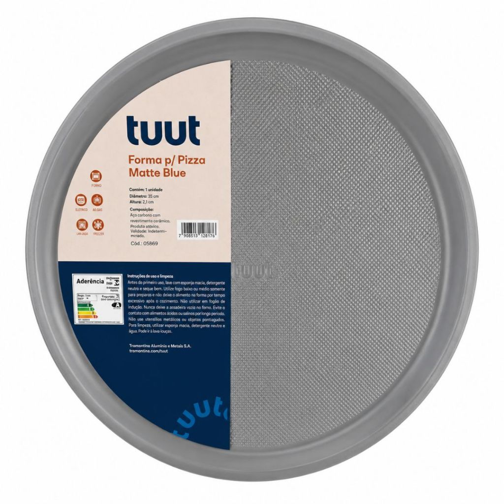 Assadeira Forma Para Pizza 38cm Matte Blue Aço Carbono