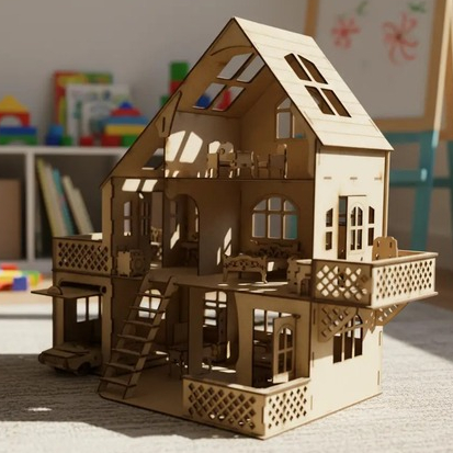 Casinha de boneca Polly  Lol MDF + kit de moveis Lançamento "e Carrinho quebra cabeça"