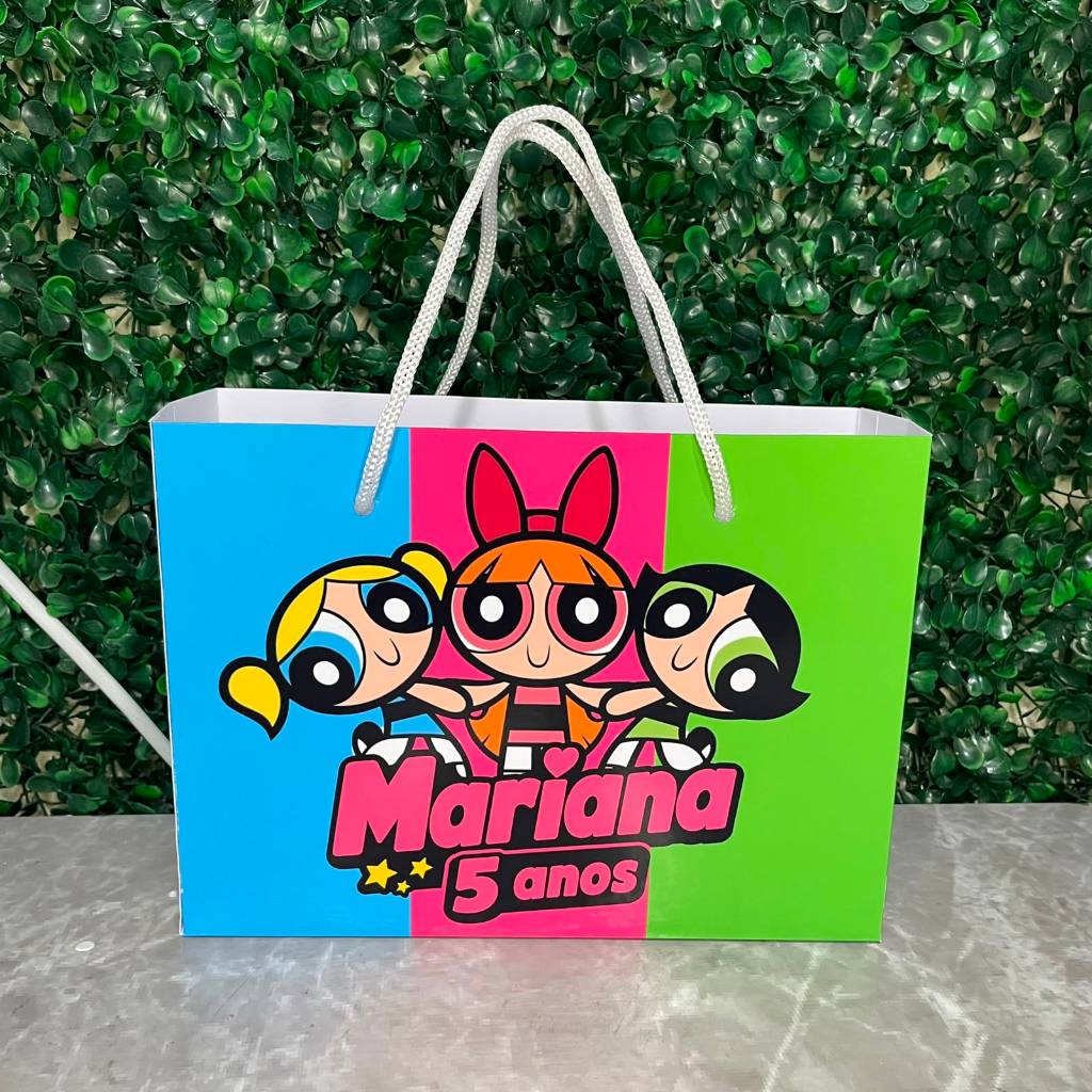 PEGUE E MONTE Sacolinha Personalizada Meninas Super Poderosas Nome e Idade Lembrancinha Festa Infantil