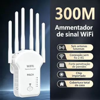 Repetidor Wifi 1200m 6 Antenas 3 in 1 functios 2.4g Roteador Amplificador De Sinal e Modem 300MBPS