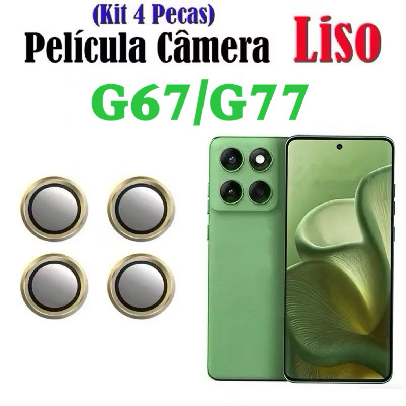 Kit (4 Pcs) Película Protetora de Lentes de câmera Lisa para Motorola G67 G77