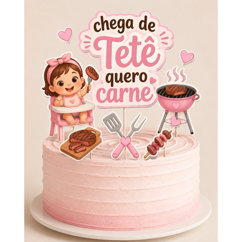 Topo de bolo personalizado churrasco   /topper aniversario, festa infantil, mesversario qualquer tema (envio imediato)