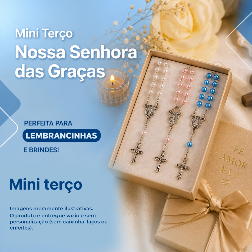 10 Un Mini Terços Prata Para Lembrancinhas