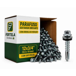 Parafuso Para Telha Auto Brocante Sextavado 12x3/4 500 Peças Perfis Metálicos Metalons Tubos Chapas