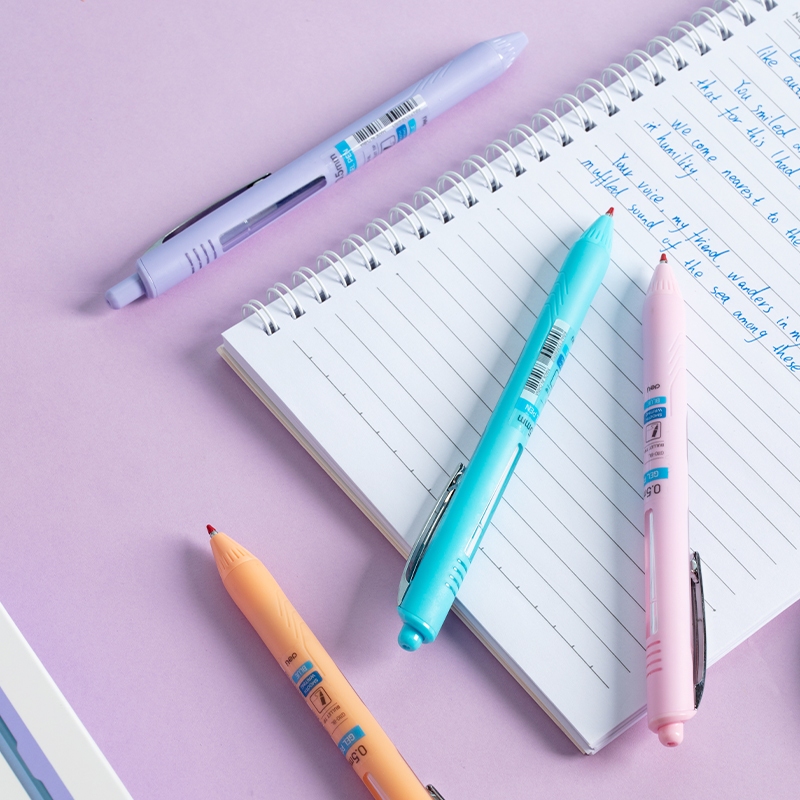 Kit 3 Canetas esferográficas retrátil 0,5mm azul Deli Grip Confortável Escritório Escola · foto 2