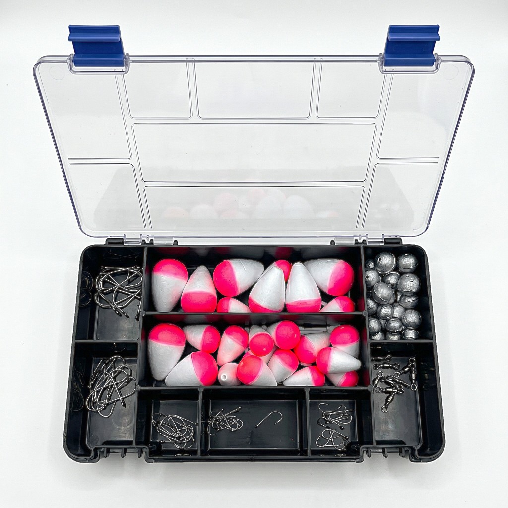 Kit Pesca Completo Acessórios Anzol Marine Sports Chumbada Boia Girador + Estojo Organizador Resistente Premium