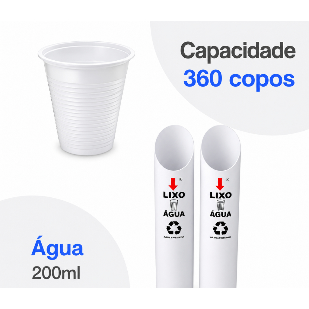 LIXO DUPLO PARA COPOS DESCARTÁVEIS - DISPENSADOR DE ÁGUA DUPLO — imagem 2 de 2