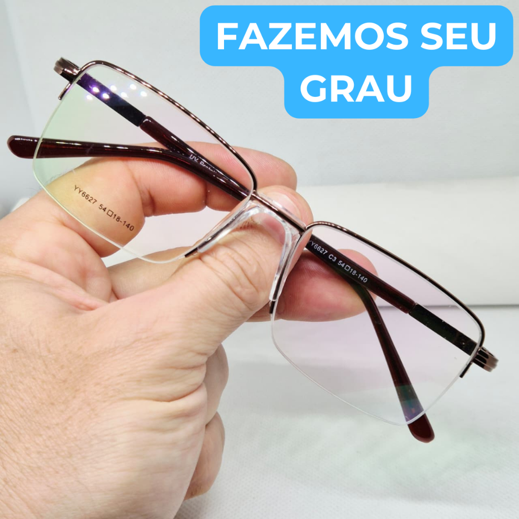 Armação para Óculos de GRAU masculino metal quadrado modelo ferrugem CV264