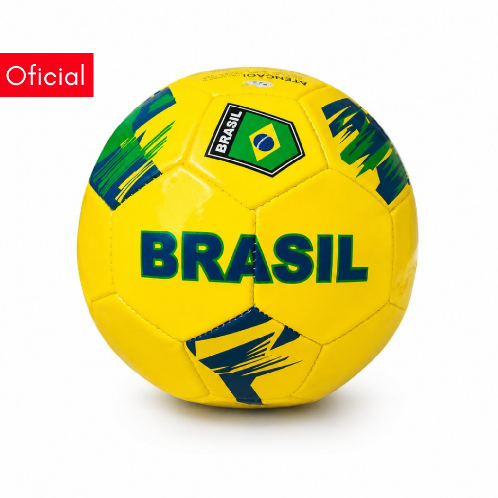 Bola de Futebol Brasil Número 5 Amarela Costurada Campo Society Inmetro