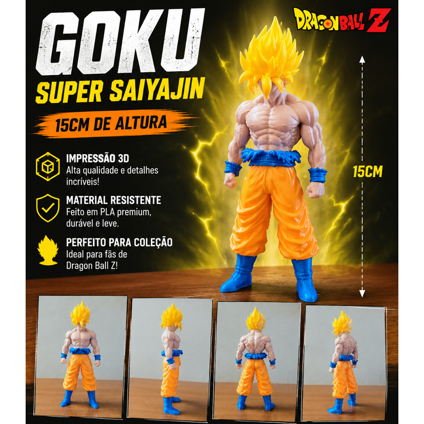 Action Figure Goku Super Saiyajin 15cm - Impressão 3D Premium