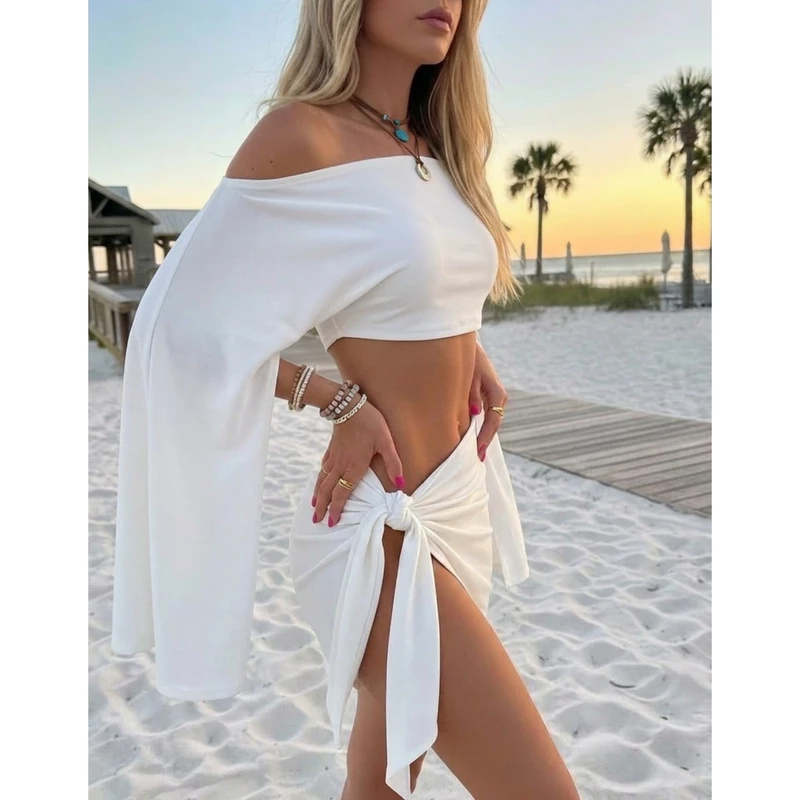 Conjunto de Saída de Praia Feminino com Saia — foto 7