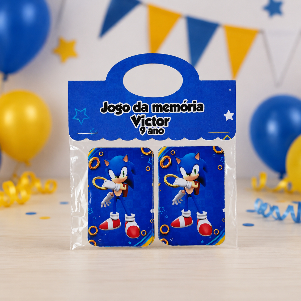 Jogo da Memória Personalizado SONIC Lembrancinha Aniversário - Festa Infantil SONIC
