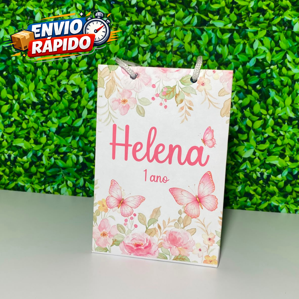 ENVIO RÁPIDO - Sacolinha Personalizada Jardim das Borboletas - Jardim Encantado