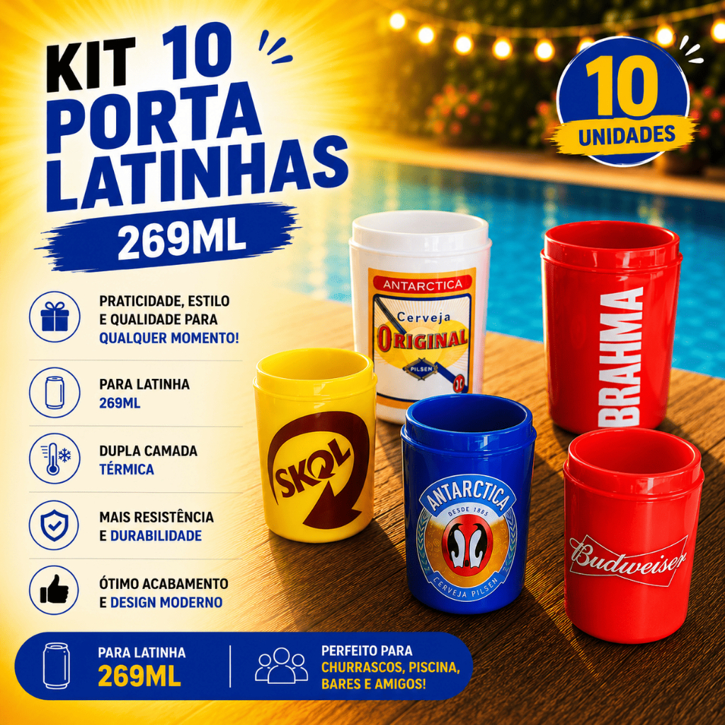 Kit 10 Porta Lata Palito 269ml Suporte  Cerveja Térmico Marcas Personalizados