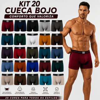 Kit 20 Cuecas Bojo Premium Leve para casa 20 cuecas em cores variadas, confeccionadas em tecido premium com bojo anatômi