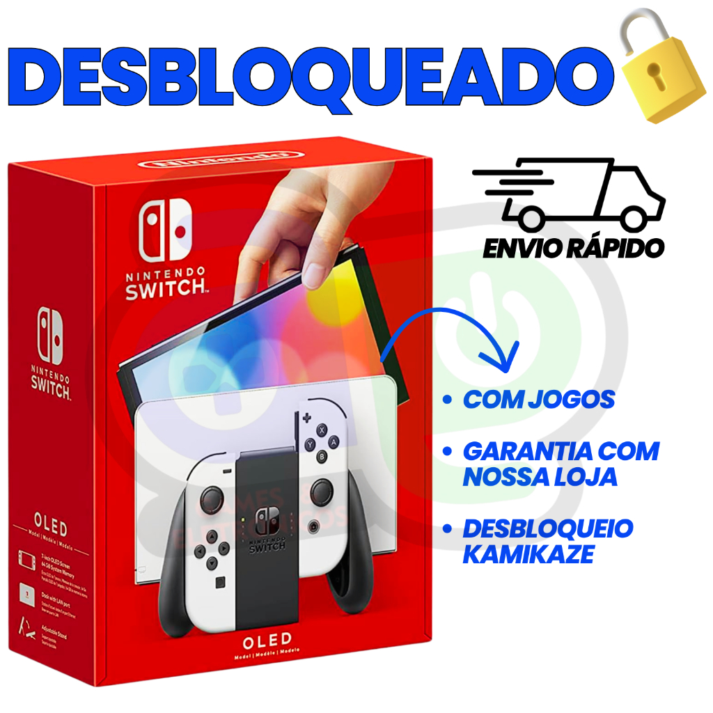 Nintendo Switch OLED Desbloqueado Novo + Cartão SD Original + Garantia
