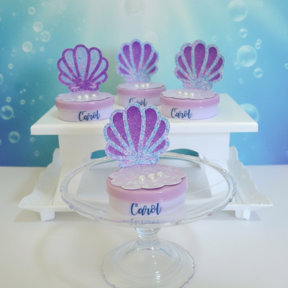 Latinhas Personalizadas Sereia Concha | Lembrancinha Festa Infantil | Fundo do Mar