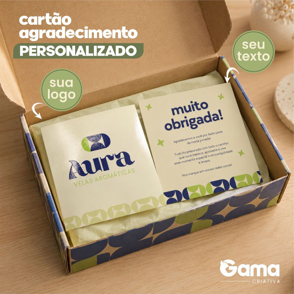 Cartão agradecimento PERSONALIZADO - 9x10cm