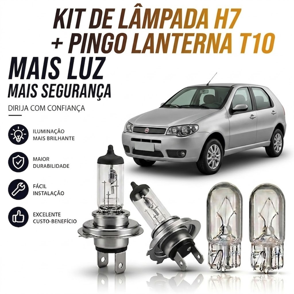 Lampada farol BAIXO + LANTERNA PALIO G4 2008 ATÉ 2012