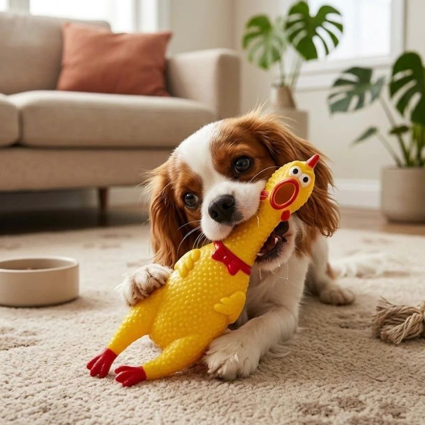 Brinquedo para Cachorro Mordedor Galinha Frango com Som Interativo para Cães e Gatos
