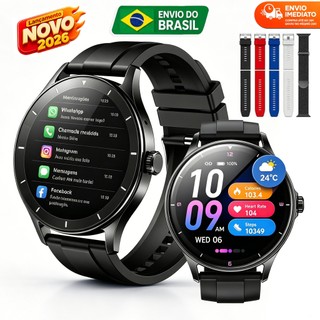 2026 Smartwatch 7 Em 1Alças Relógio Inteligente esportivo Tela AMOLED 1.41″ NFC com bater…