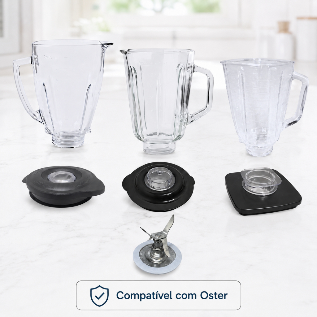 Peças Reposição Compatível Oster OLIQ500 OLIQ501 Copo de Vidro Lâmina e Tampa