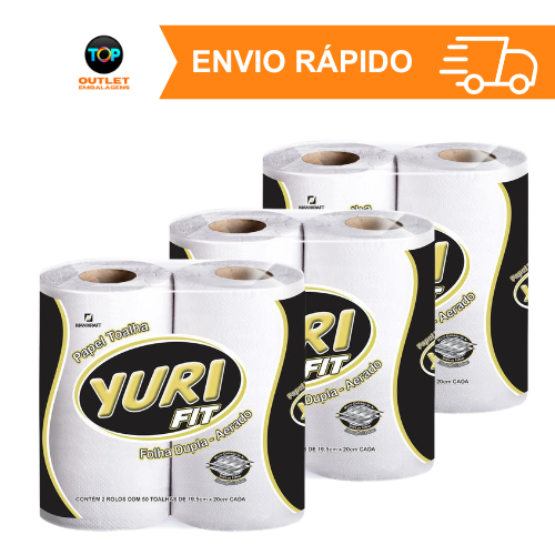 Papel Toalha Yuri Fit Para Cozinha Folha Dupla c/ 2 Rolos