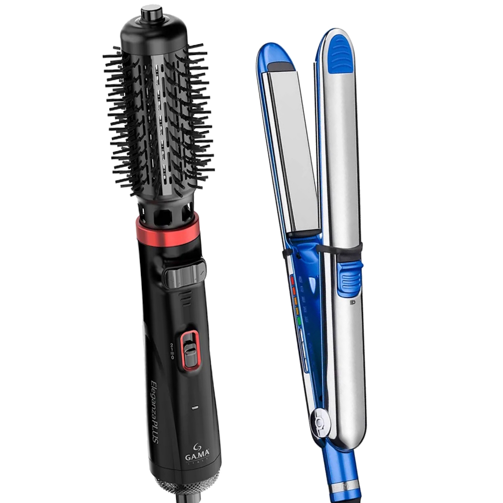 Escova Rotativa Gama Italy Profissional 1100w Ions Tourmaline Secadora Alisadora Prancha Bbg Titanium 465ºf Bivolt