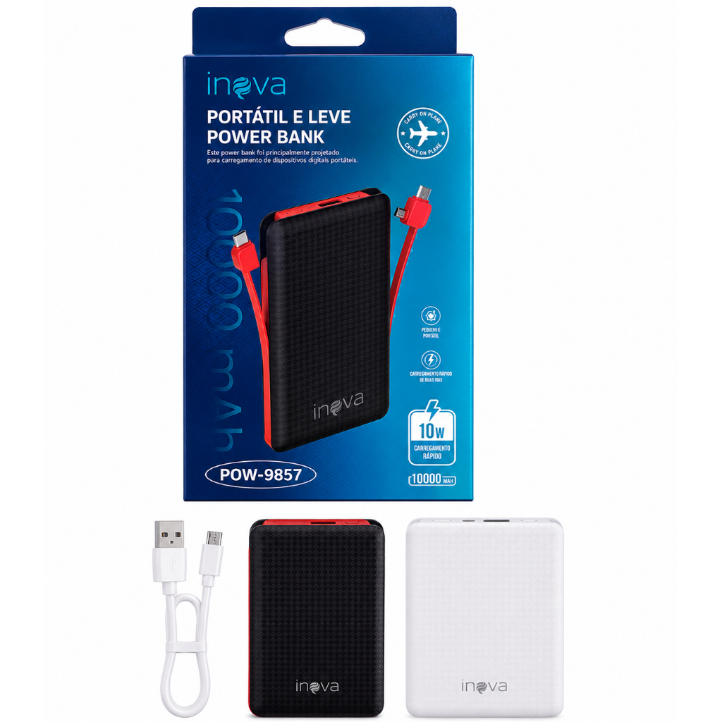 Carregador Portátil Turbo Power Bank 10000mah Original Inova 10W POW-9857