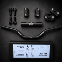Guidão Rocksolid Alto Preto Fosco 31mm Super Fatbar + Adaptador