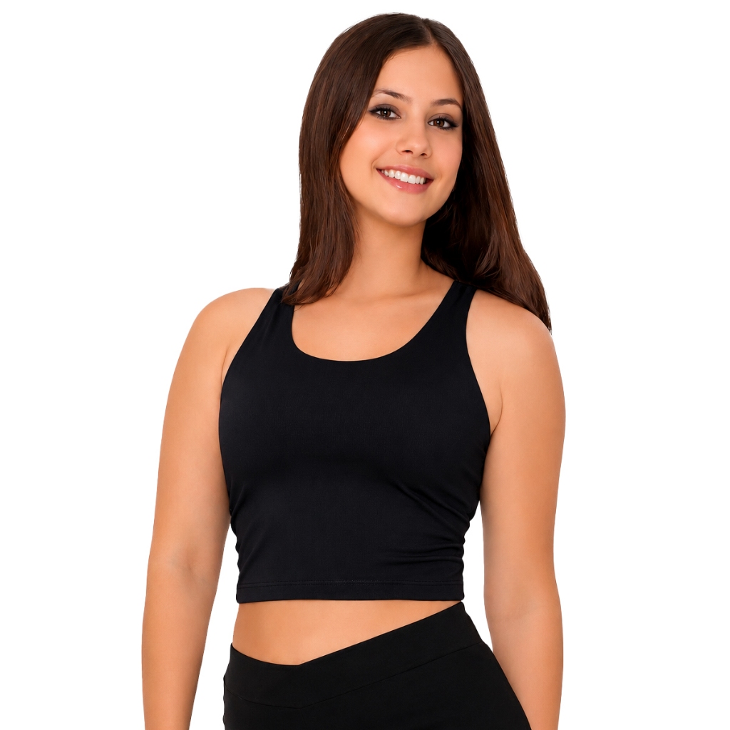 Cropped Forro Duplo Feminina Zero Transparência Blusa Regata Lisa