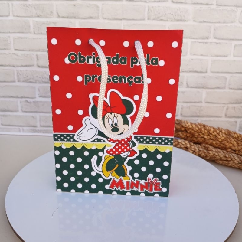 Sacolinha Personalizada Minnie Surpresa Lembrancinha Aniversário Menina- Desmontada