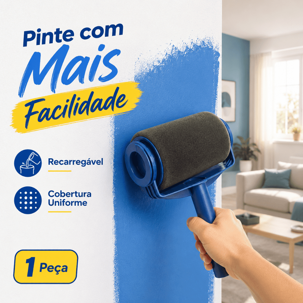 Rolo de Pintura com Reservatório de Tinta Pinte Sua Casa Rápido Sem Sujeira com Mais Facilidade