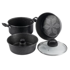 Panela Multiuso Antiaderente Tampa Vidro 20Cm Preto Nacional