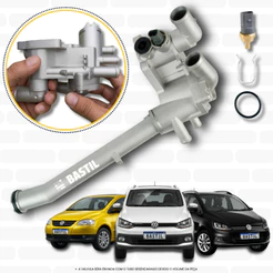 Kit Carcaça Válvula Termostática Alumínio FOX/CROSSFOX/SPACEFOX 1.0 Ou 1.6 8v Plug Cinza 2 Pinos